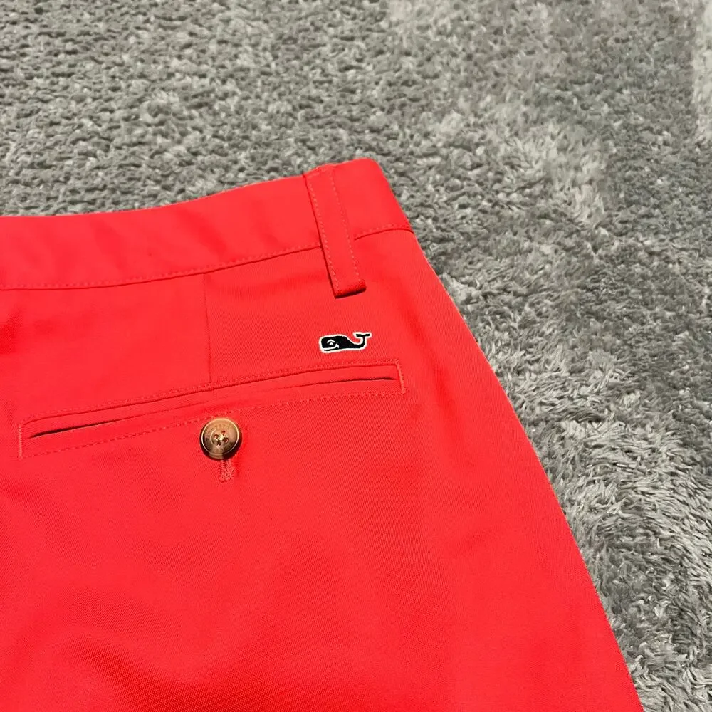 Vineyard Vines Links Shorts Mens 36 Red Pink Flat Front Golf 9
